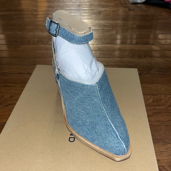 Lucky Brand Winola Ankle Strap Wedge Mules Medium Blue Denim Women’s Size 6 - Picture 5 of 12